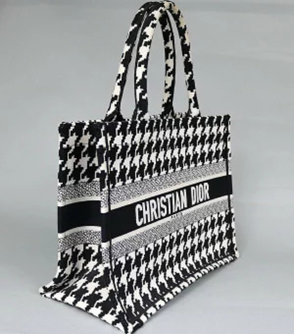 Dior Tote Christian Houndstooth Bag Book Black